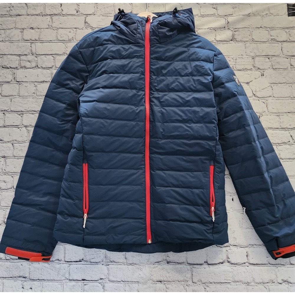 Chamonix Men's Hooded Puffer Coat Blue/Red Size Large (EU 52-54)